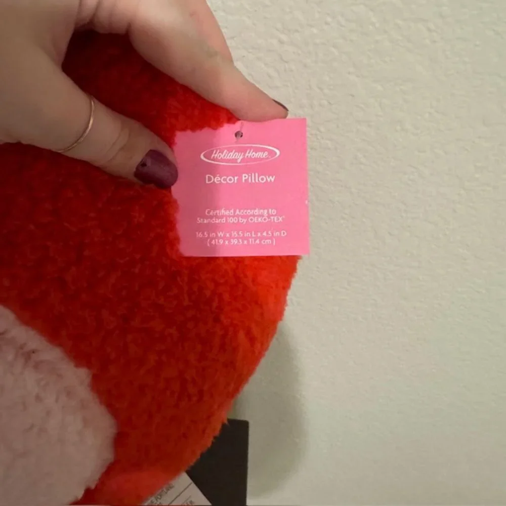 NWT Holiday Home Valentine's Day Tri-Color Red, Pink, and White Heart Pillow